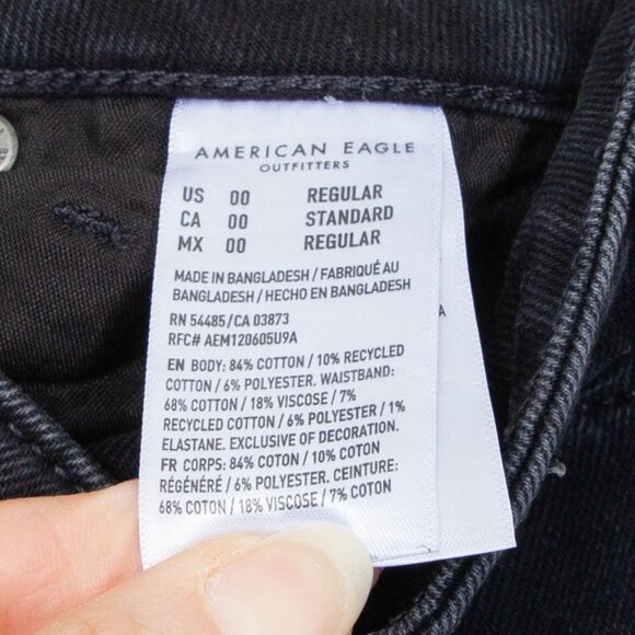 American‎ Eagle High Rise Distressed Mom Jeans Women's Size 00R - Picture 8 of 9